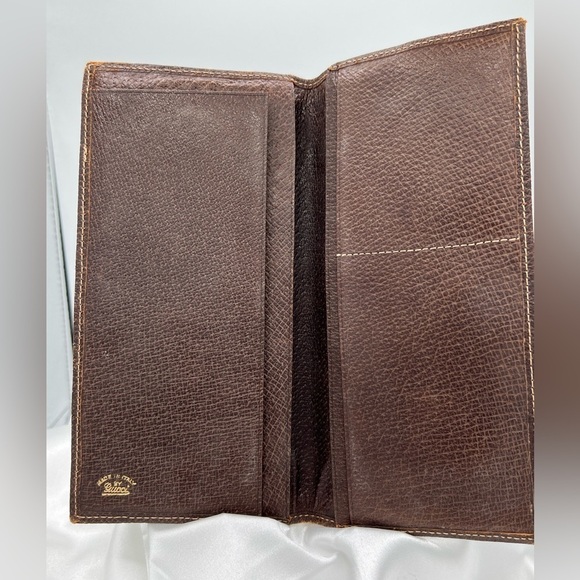 GUCCI GG Long Billfold Check Book Wallet Canvas and Leather - Picture 4 of 6